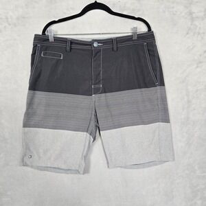 LINKSOUL hybrid Black Gray Striped golf shorts mens 36x10 stretch performance